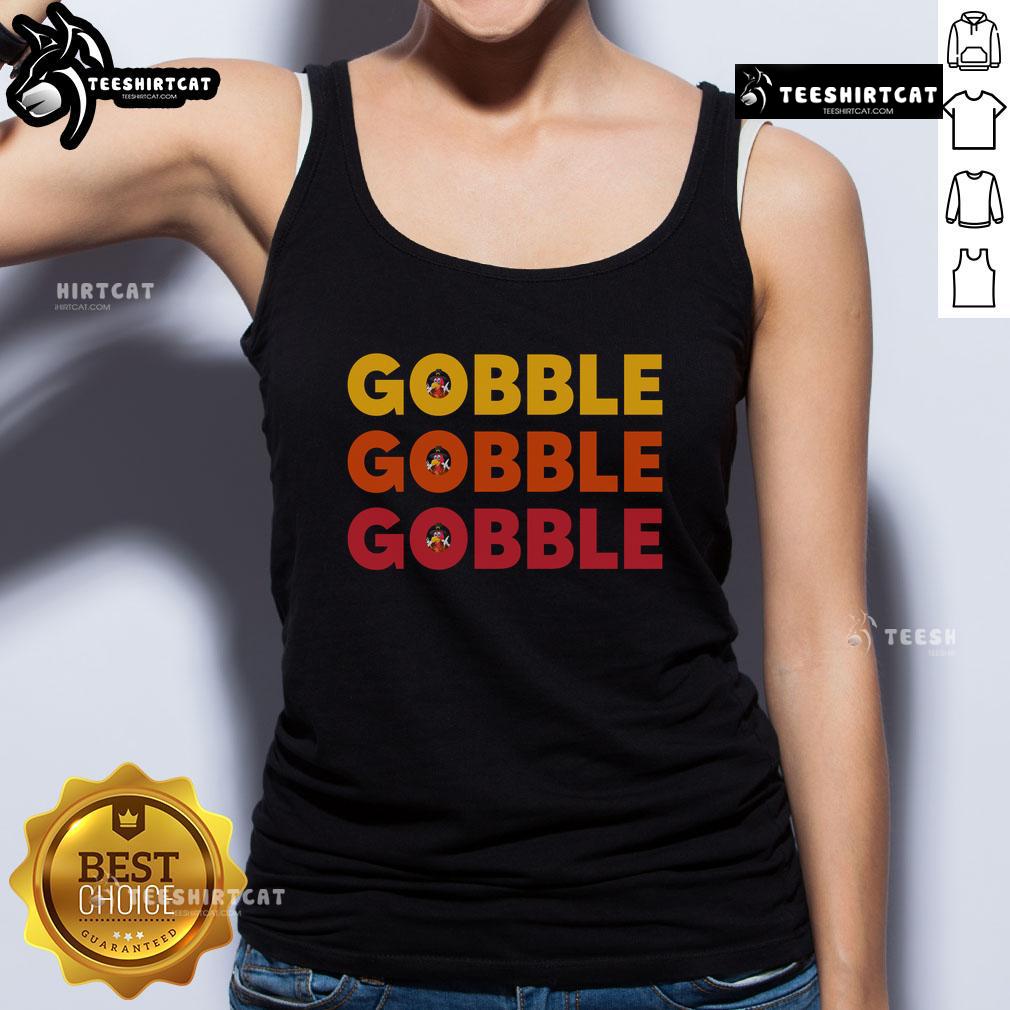 Awesome Gobble Gobble Gobble Tank Top featuring a fun turkey design, perfect for Thanksgiving celebrations.