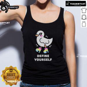 Cute Define Yourself Pride Duck Tank Top in vibrant colors, perfect for LGBTQ+ pride celebrations and summer fashion.
