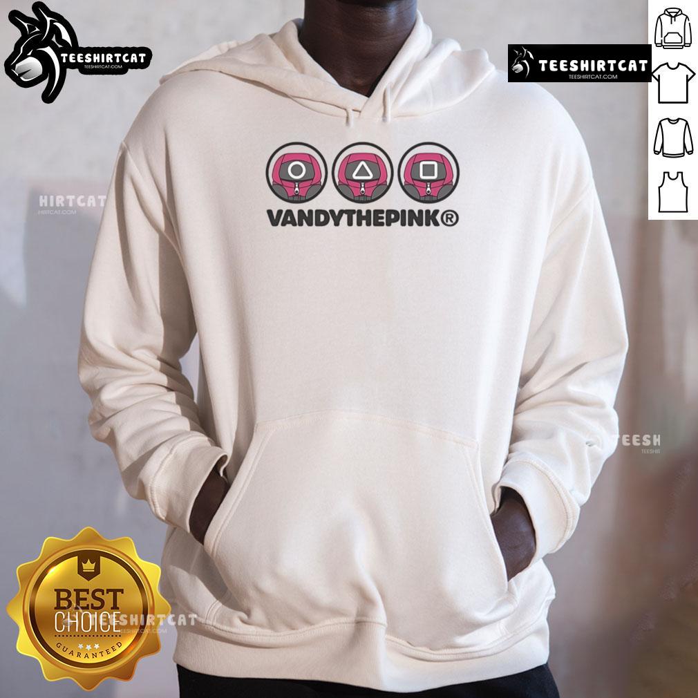 Cute Squid Game Supervisor hoodie featuring square, round, and triangle patterns for fans of the popular series.