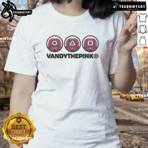Alt Text: Cute Squid Game Supervisor tee featuring square, round, and triangle designs for ladies, perfect for fans of the series.