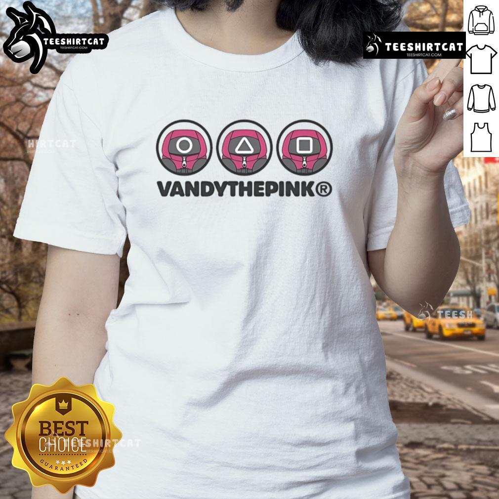 Alt Text: Cute Squid Game Supervisor tee featuring square, round, and triangle designs for ladies, perfect for fans of the series.