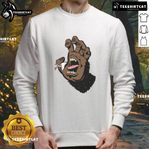 Funny Gorilla Hand Monster Hand Sweatshirt featuring a playful gorilla graphic, perfect for quirky fashion lovers.