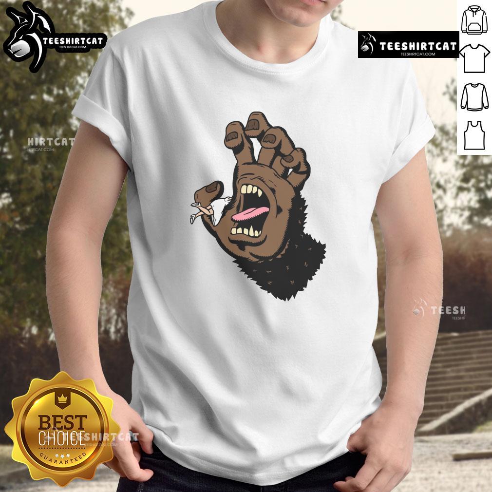 Funny Gorilla Hand Monster Hand T-Shirt featuring a playful gorilla graphic, perfect for animal lovers and humor enthusiasts.