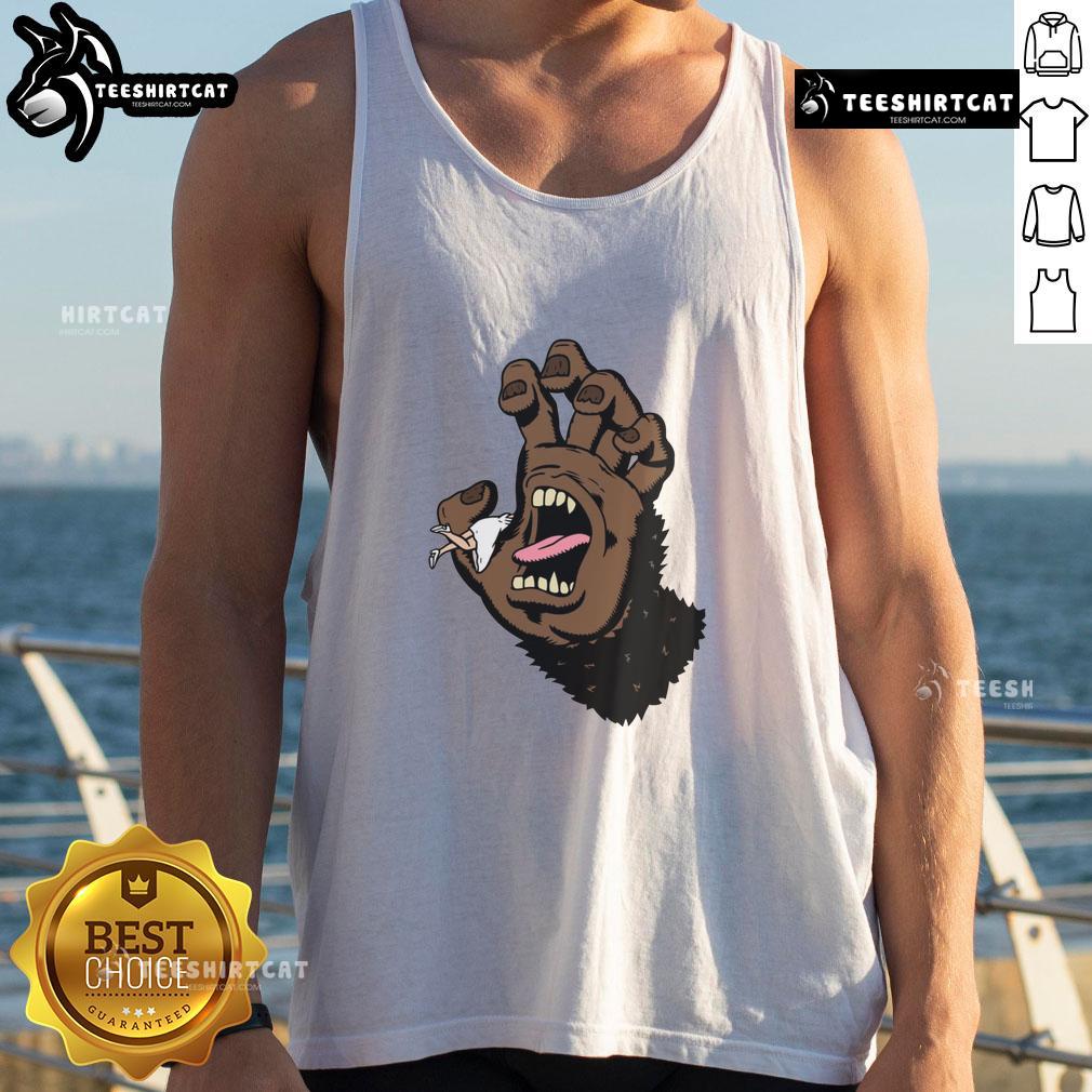 Funny Gorilla Hand Monster Hand Tank Top featuring a playful gorilla design, perfect for casual wear and humor lovers.
