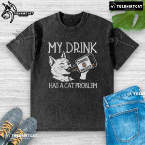 Funny Tennessee Whisker Washed T-Shirt featuring a humorous cat-themed drink design, perfect for cat lovers.