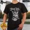 Alt Text: Funny Nug Life Cat Gangster Kitty wearing a 'Snitches Get Scritches' T-shirt, showcasing playful feline attitude.