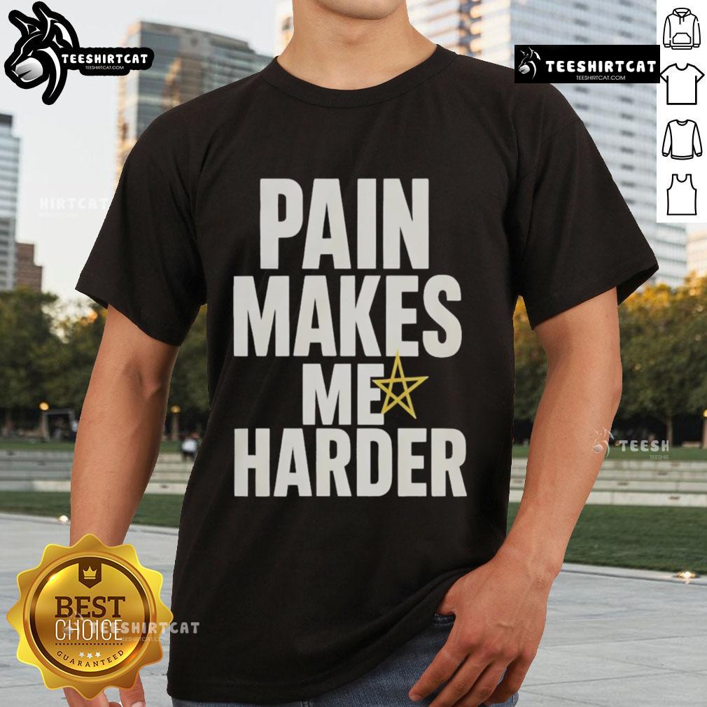 Funny Pain Makes Me Harder T-Shirt featuring humorous text design for fitness enthusiasts and gym lovers.