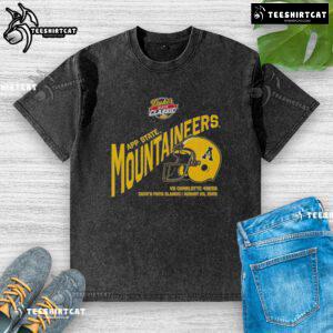 Alt Text: Appalachian State Mountaineers football 2025 Dukes Mayo Classic washed t-shirt featuring team helmet design.