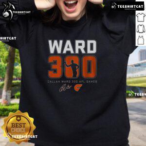 Hot Giants FC Callan Ward sweatshirt celebrating 300 AFL games, featuring team colors and logo for fans.