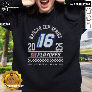 Hot Round of 16 2025 NASCAR Cup Series Playoffs checkered sweatshirt featuring vibrant designs for racing fans.