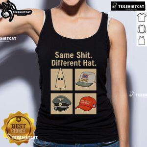Vintage anti-Trump tank top featuring 'Hot Same Shit Different Hat' slogan, perfect for political statement fashion.