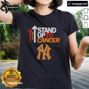 Hot Stand Up To Cancer New York Yankees ladies tee featuring a stylish design for baseball fans supporting cancer research.