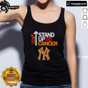 Hot Stand Up To Cancer New York Yankees tank top featuring team logo, perfect for baseball fans and cancer awareness supporters.