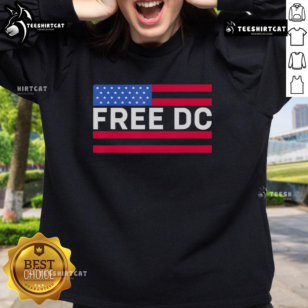 Cozy Hot Washington Free DC sweatshirt in navy blue, perfect for casual wear and showcasing city pride.
