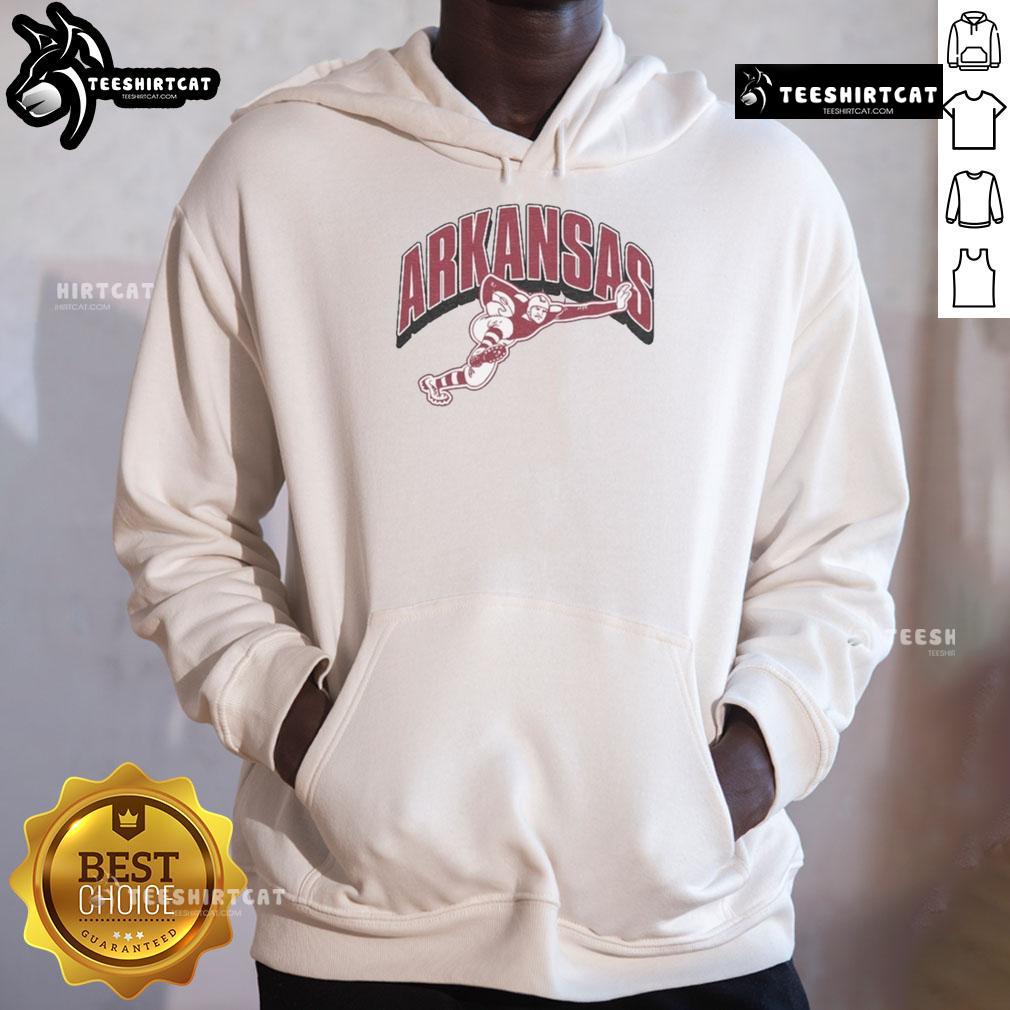 Alt Text: Nice Arkansas Razorbacks Heisman mascot hoodie, showcasing team spirit and style for fans and supporters.