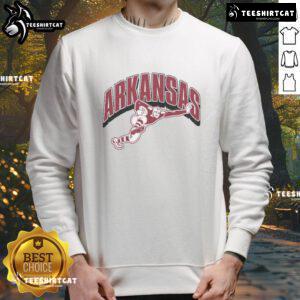 Alt Text: Nice Arkansas Razorbacks Heisman mascot sweatshirt featuring bold team colors and logo, perfect for fans.