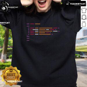 Alt Text: Colorful abstract code lines design on a programmer geek sweatshirt for developers, showcasing creativity and style.