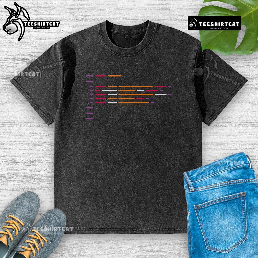 Alt Text: Colorful abstract code lines on a washed t-shirt, perfect for programmers and geek developers.