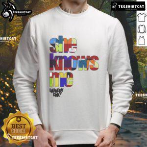 Stylish Nice Laundry Lay She Knows Me sweatshirt in casual setting, perfect for cozy outfits and everyday wear.