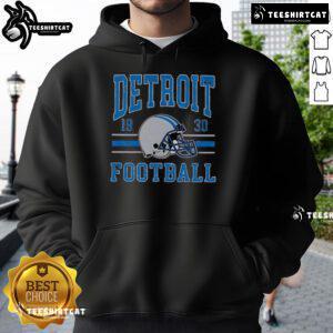 Alt Text: Vintage hoodie featuring a Nice Detroit Football 1930 helmet design, perfect for sports fans and collectors.