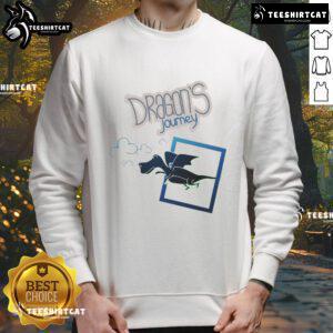 Alt Text: Cartoon fantasy dragon flying on a sweatshirt from Nice Dragon's Journey, perfect for dragon enthusiasts.