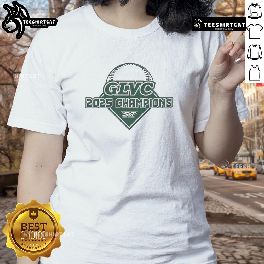 2025 Nice GLVC Baseball Champs Ladies Tee featuring team logo and vibrant design for fans and players.