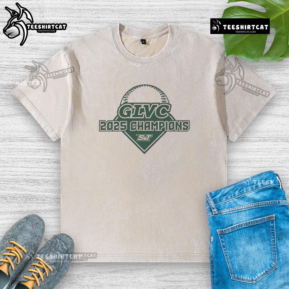 2025 Nice GLVC Baseball Champs washed t-shirt showcasing team pride and athletic style.