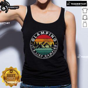 Stylish vintage sunset tank top for glamping enthusiasts, showcasing comfort with a touch of elegance in outdoor settings.