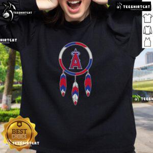 Alt Text: Nice Native American Indians X Los Angeles Angels baseball sweatshirt featuring vibrant graphics and comfortable design.
