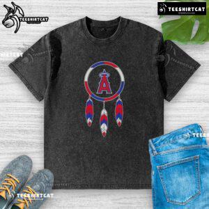 Nice Native American Indians X Los Angeles Angels baseball washed t-shirt featuring vibrant graphics and a comfortable fit.