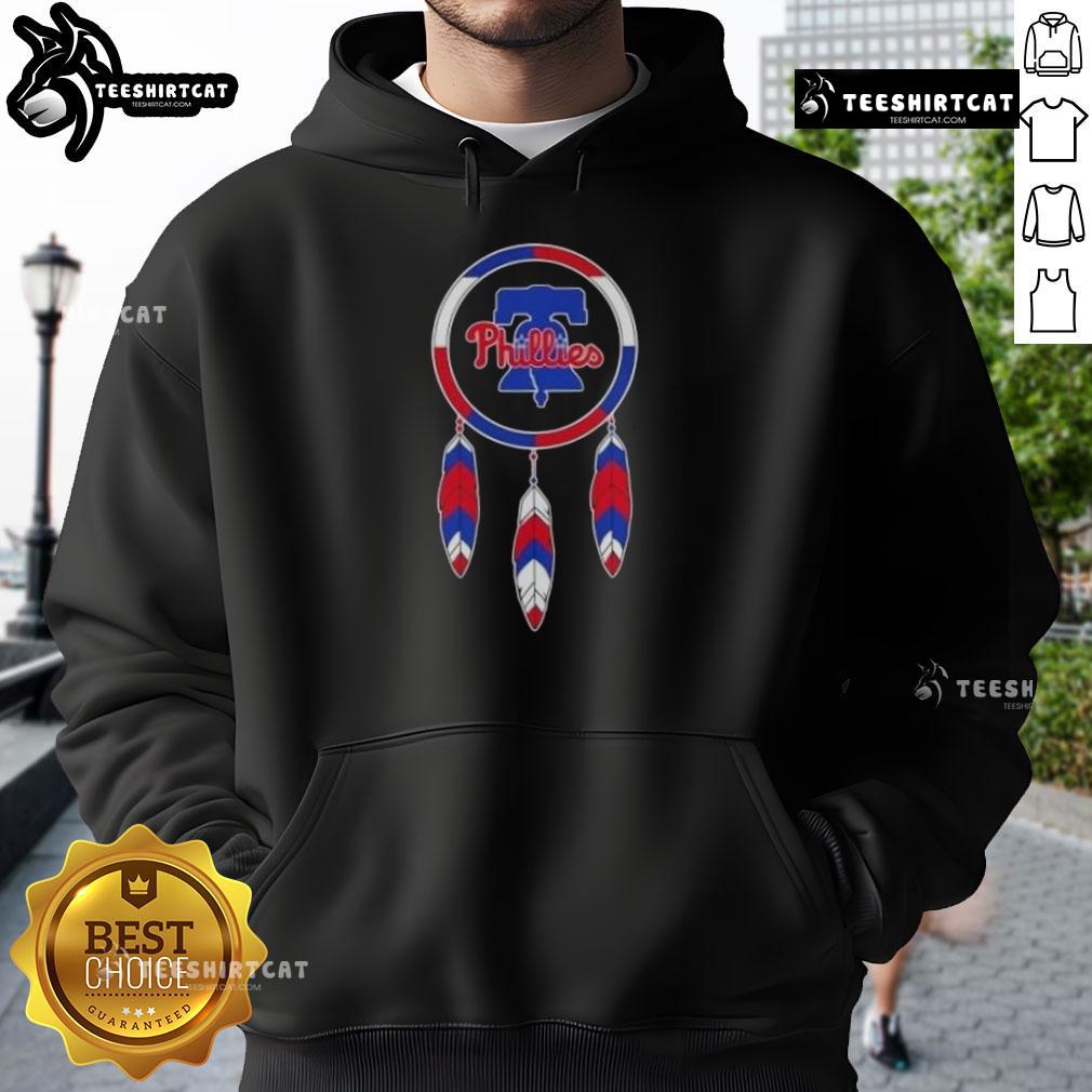 Alt Text: Nice Native American Indians X Philadelphia Phillies baseball hoodie featuring unique design and vibrant colors.