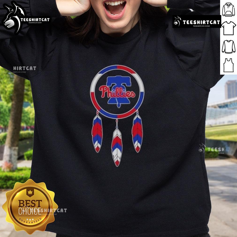 Nice Native American Indians X Philadelphia Phillies baseball sweatshirt showcasing unique design and vibrant colors.