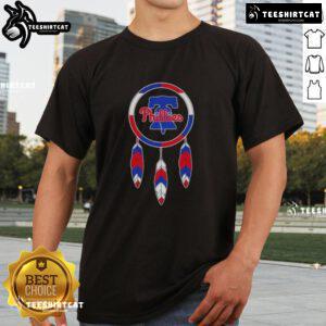 Nice Native American Indians X Philadelphia Phillies baseball t-shirt featuring vibrant graphics and a unique design.