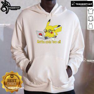 Stylish Pikachu hoodie featuring 'Gotta Code 'Em All' design, perfect for Pokmon fans and coding enthusiasts.
