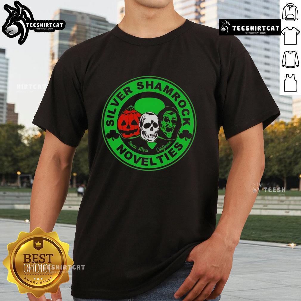 Nice Silver Shamrock Novelties Halloween Character T-Shirt featuring iconic Halloween designs for festive celebrations.