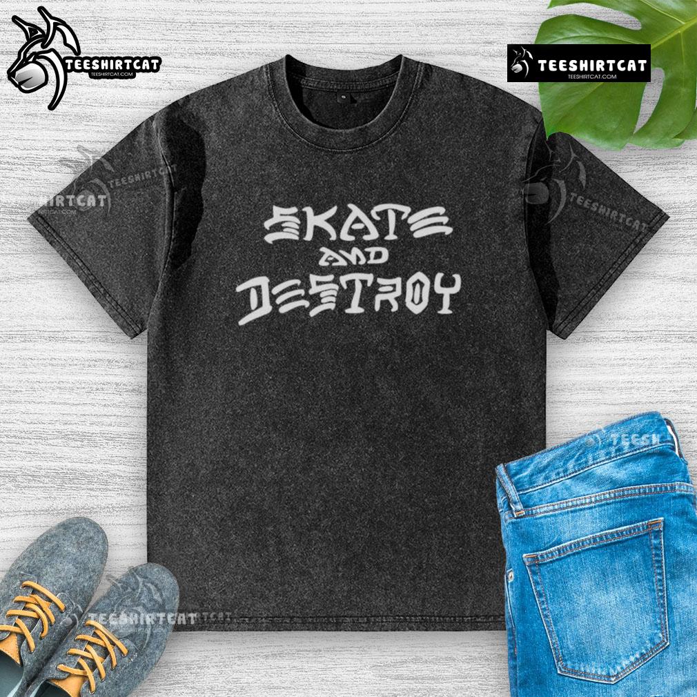 Nice Skate and Destroy washed t-shirt featuring bold graphic design and comfortable fit for skateboarding enthusiasts.
