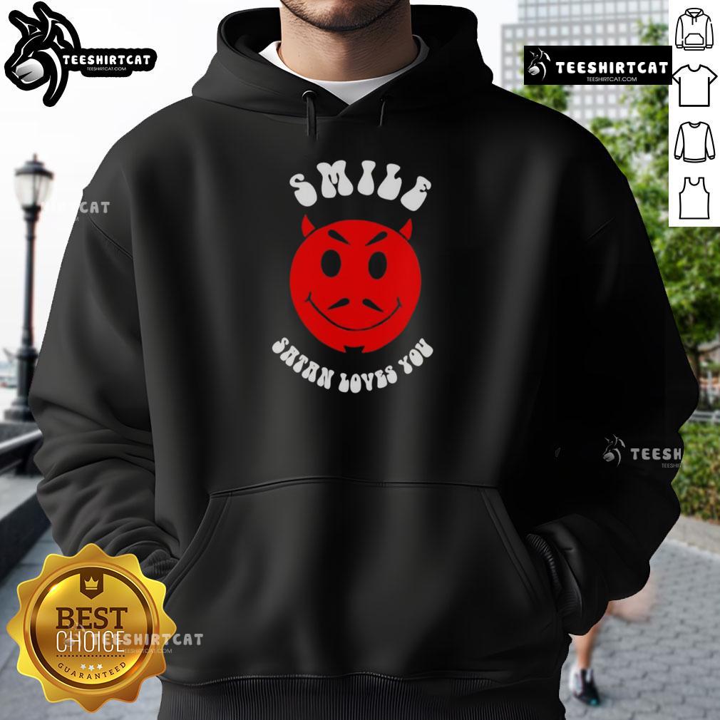 Nice Smile Satan Loves You Hoodie featuring a playful design and vibrant colors, perfect for casual wear and unique style.