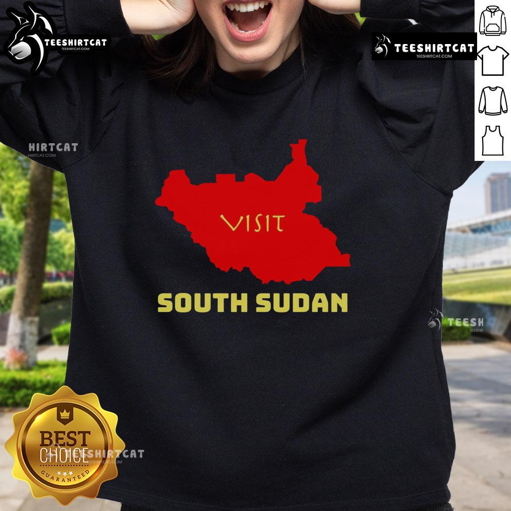 Cozy Nice Visit South Sudan sweatshirt featuring vibrant colors and a stylish design, perfect for travel enthusiasts.