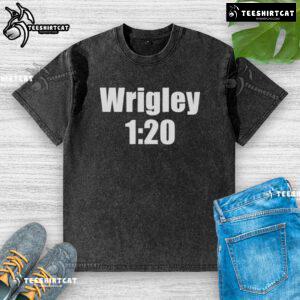 Nice Wrigley 1-20 Washed T-Shirt displayed on a rustic wooden background, highlighting its soft fabric and casual style.