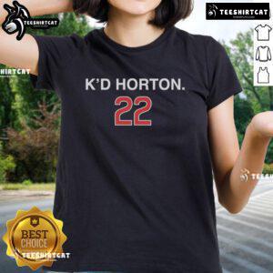 Alt Text: Official Cade Horton KD Horton 22 Chicago Cubs ladies tee shirt featuring vibrant team colors and logo design.