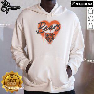 Alt Text: Official Chicago Bears Football Spray Heart Hoodie featuring team colors and logo, perfect for fans and casual wear.