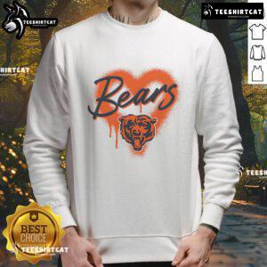 Alt Text: Official Chicago Bears Football Spray Heart Sweatshirt featuring the team's logo and a stylish heart design.