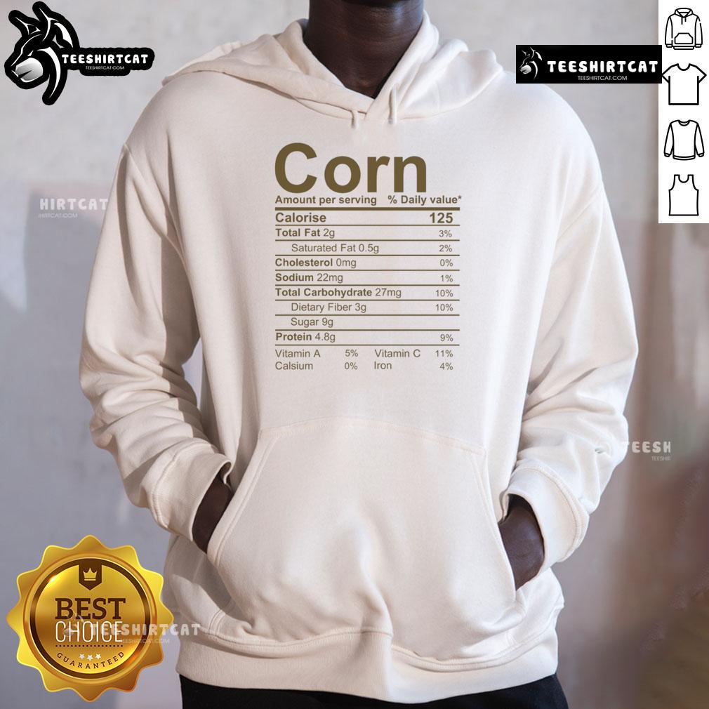 Official Corn Thanksgiving Food Nutrition Facts Hoodie for festive fall celebrations and healthy eating awareness.