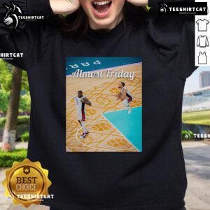 Official Curry LeBron Basketball USA Almost Friday Sweatshirt in vibrant colors, perfect for sports fans and casual wear.