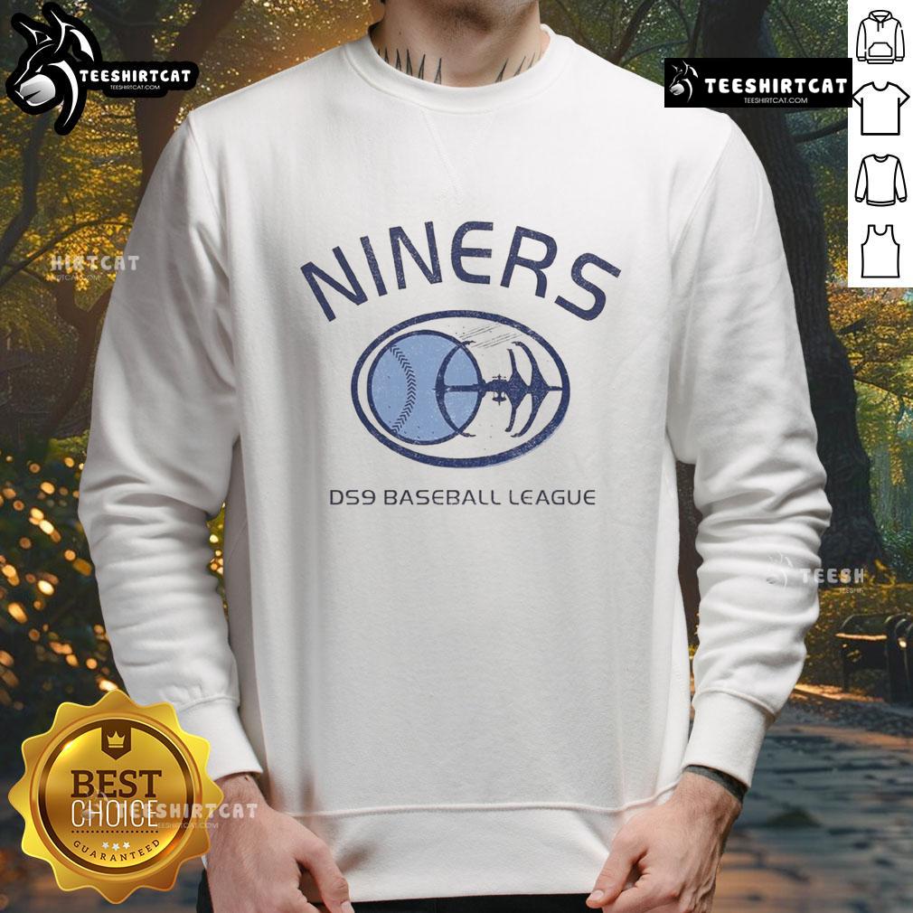 Official Deep Space Nine Niners baseball league sweatshirt featuring bold team logo and vibrant colors.