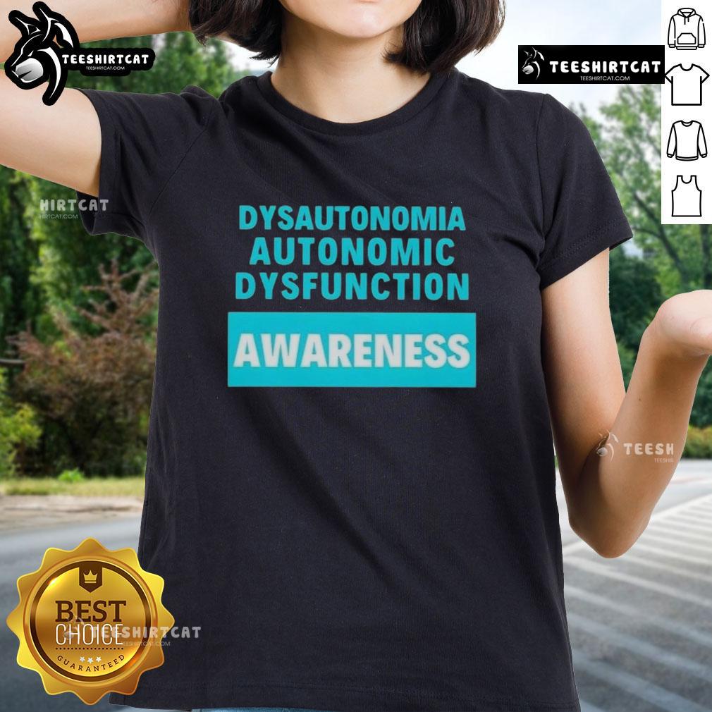 Official Dysautonomia Awareness Ladies Tee featuring a stylish design promoting autonomic dysfunction awareness.