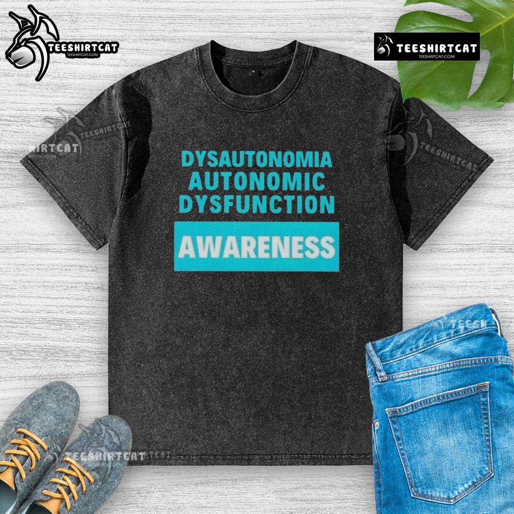 Official Dysautonomia Autonomic Dysfunction Awareness washed t-shirt in soft fabric, promoting health awareness and support.