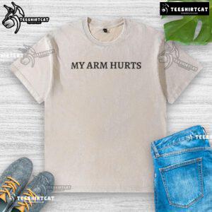 Official Jimmy Herget My Arm Hurts washed t-shirt featuring a stylish design, perfect for fans of the pitcher.