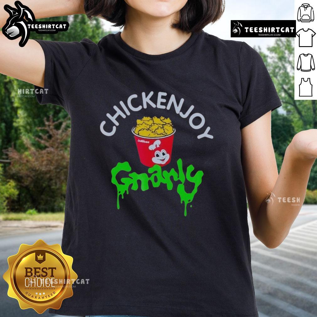 Official Jollibee x KATSEYE Chickenjoy Gnarly Ladies Tee featuring vibrant design and iconic branding for stylish fans.
