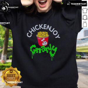 Official Jollibee x KATSEYE Chickenjoy Gnarly Sweatshirt featuring vibrant graphics and cozy design for fans.